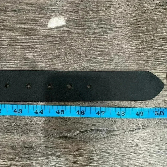 [Sz44]Men Black Horse Embossed Leather Snap Belt- EUC - Picture 5 of 8